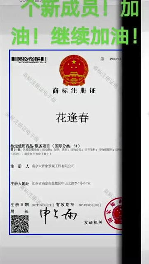 商標(biāo)注冊(cè)證核定使用商品 服務(wù)項(xiàng)目 國(guó)際分類(lèi) 31 發(fā)證機(jī)關(guān)